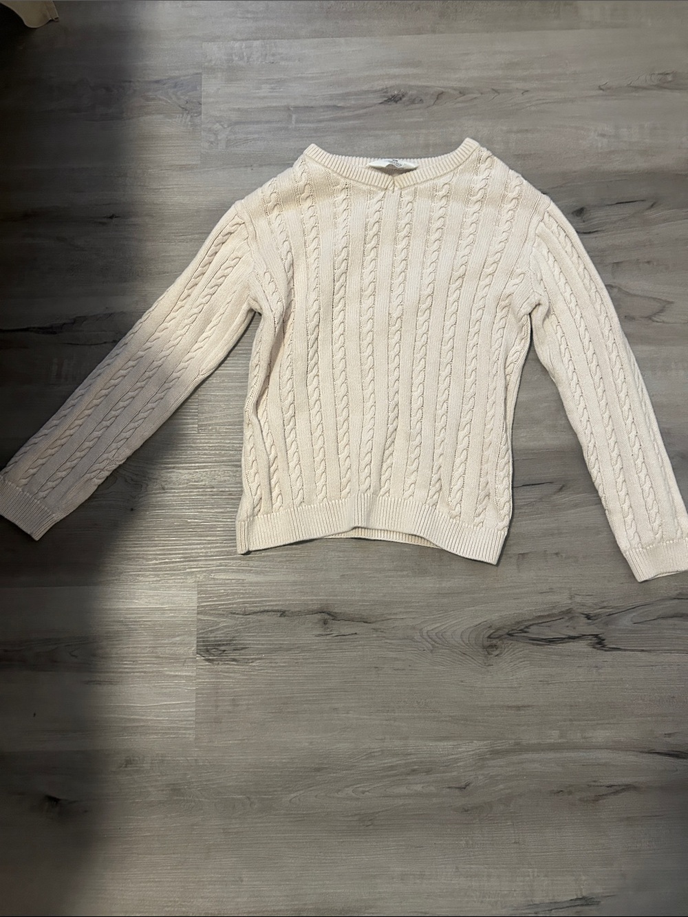 H&M Off-White Cable Knit Crewneck Sweater